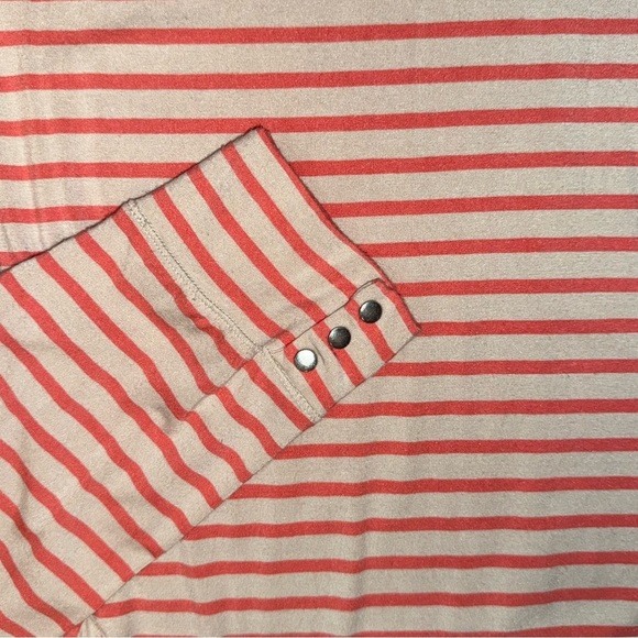Banana Republic coral tan striped shirt top Boxy Long Sleeve Tee soft XL - Picture 4 of 13